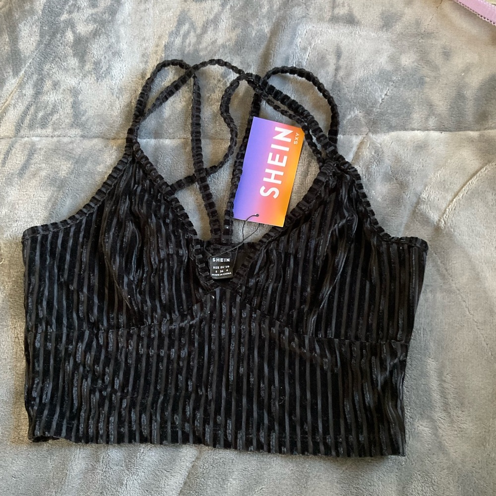 Never worn Black crop top from SHEIN- size small